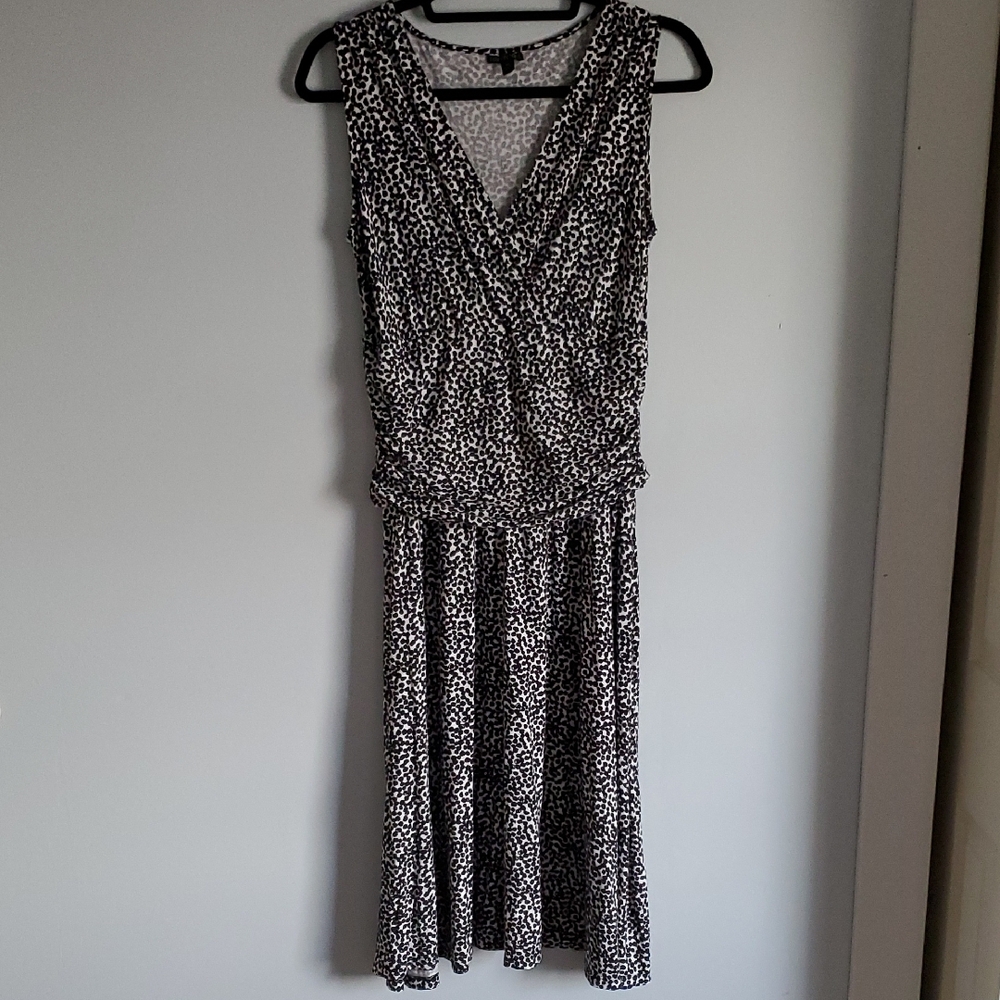Lafayette 148 New York Flowy Wrap  Black And White Print Dress